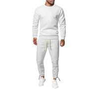 Casual Suits for Men 2024 Mens Suits Mens Fashion Casual Beautiful Turtleneck Lace Up Trousers Solid Color Suit 34s Suit (White, XXL)