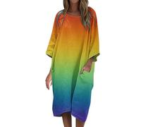 Casual Summer Maxi Dresses for Women UK T Shirt Dresses Midi Dress Cotton Linen Dresses Boat Neck Sundresses Long Sleeve Sundresses with Pockets Solid Sundress Large Size Comfy Summer Beachwear