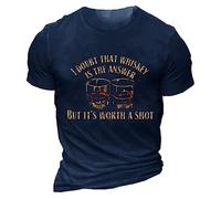 Casual Summer Tops for Men 2024 Fashion I Doubt The Whiskey is The Answer Men's T Shirt Fashionable and Comfortable Heavy Cotton T Shirts Men (Blue, L)