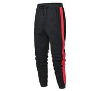 Casual Sweatpants for Men Straight Leg Lightweight Quick Dry Moisture Wicking Lounge Jersey Pants Running Training Athletic Joggers Trouses with Pockets Side Stripes Red