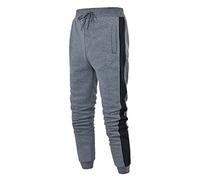 Casual Sweatpants for Men Straight Leg Lightweight Quick Dry Moisture Wicking Lounge Jersey Pants Running Training Athletic Joggers Trouses with Pockets Side Stripes Grey