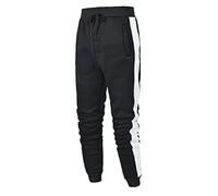 Casual Sweatpants for Men Straight Leg Lightweight Quick Dry Moisture Wicking Lounge Jersey Pants Running Training Athletic Joggers Trouses with Pockets Side Stripes Black