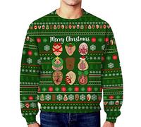 Casual Sweatshirts Tops for Men 2025 Christmas Top Mens Winter Christmas Funny Dirty Casual Loose Crew Neck Hoodie Sweatshirts with Sayings on Back (Green, L)
