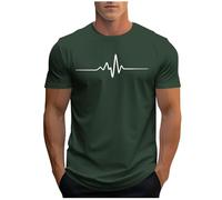 Casual T-Shirt for Men UK Clearance, Printed T Shirts Short Sleeve Tshirt Round Neck Blouse, Muscle Fit Shirt Breathable Basic Tees Regular Fitted Pullover Outdoor Street Daily Sports Tops Army Green