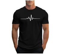 Casual T-Shirt for Men UK Sale Clearance, Printed T Shirts Short Sleeve Tshirt Round Neck Blouse, Muscle Fit Shirt Breathable Basic Tees Regular Fitted Pullover Outdoor Street Daily Sports Tops Black