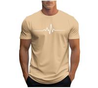 Casual T-Shirt for Men UK Sale Clearance, Printed T Shirts Short Sleeve Tshirt Round Neck Blouse, Muscle Fit Shirt Breathable Basic Tees Regular Fitted Pullover Outdoor Street Daily Sports Tops Khaki