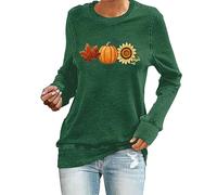 Casual T Shirt Tops for Women 2024 New Blouse Ladies Personality Fashion Halloween Sunflower Pumpkin Maple Leaf Print Long Sleeve Womens Sexy Backless Button up Slit Back Blouse Tops (Green, XXXL)