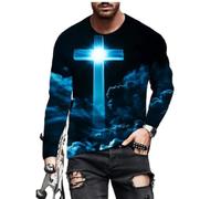 Casual T-Shirts 3D Digital Printing Fashion Men's Long Sleeved T-Shirt Retro Personality Trend Streetwear AA-10 M