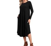 Casual Tan Dress Autumn and Winter Women Clothing Solid Color Knitted Side Seam Straight Pocket Curved Hem Loose Dress plus Size Summer Dresses