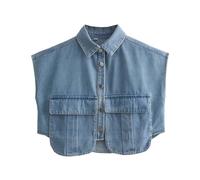 Casual Tank Tops Womens Blouse Tunic Vest Shirts Women's Summer Short Cap Sleeve Denim Solid Lapel Button Cropped Top With Chest Pocket Bra with Top (BU1, S)