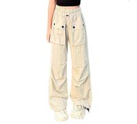 Casual trousers for girls for everyday use, comfortable summer and spring trousers for children aged 4 to 14 years, perfect combination with tops, play outfit mud trousers 98, khaki, 5-6 Years