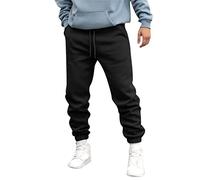 Casual Trousers Men Elasticated, Mens Joggers Sweatpants, Solid Color Tracksuit Bottoms, Fashion High Street Warm Autumn Winter Pants, Casual Loose-Fit Drawstring Pants, Walking Running Black