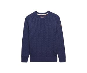 Casual twisted knit jumper for women Superdry Bleu L