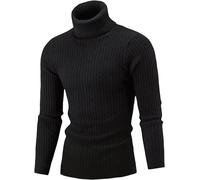Casual Twisted Thermal Solid Pullover for Men Slim Fit Turtleneck Sweater Cable Knit Thick Base Shirt Jumper Top