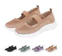 Casual Walking Shoes Women's Slip on Trainers with Memory Foam Breathable Mesh Athletic Sneakers Lightweight Comfortable Soft Sole Mom Shoes Outdoor Anti-Slip Running Sneakers Size 5.5 Khaki
