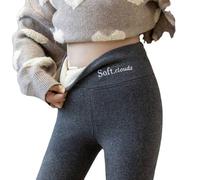 Casual Warm Winter Solid Pants Lambskin Winter Leggings Soft Clouds Fleece Leggings for Women (Deep Gray,XL)