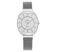 Casual Watches for Men and Women Oval Simple Digital Scale Analog Quartz Fine Mesh with Magnetic Buckle Business Watch, silver