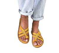 CLSQLXYJZC Casual Wedge Clip Toe Sandals, Breathable Platform Sole Ladies Casual Soft Big Toe Foot Correction Sandal, for Orthopedic Bunion Corrector Summer Sandals (Color : Yellow, Size : 6.5 UK)