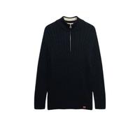 Casual women's half-zip twisted knit jumper Superdry Bleu XS