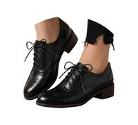 Casual Women's Lace-Up Shoes with Round Toe Mid Heel Cut-outs - Airy Casual Shoes for Spring Versatile Match with Dress or Skirt Non-Slip Sole for Relaxed