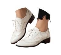 Casual Women's Lace-Up Shoes with Round Toe Mid Heel Cut-outs - Airy Casual Shoes for Spring Versatile Match with Dress or Skirt Non-Slip Sole for Relaxed