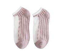 Casual Women's Socks Gifts for Women Ladies Girls Crystal Pearl Summer Socks Women Transparent Lace Elastic Ultra Thin Silk Stockings Short Nylon Bear Mum (Purple, One Size)