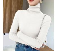 Casual Women's Sweater with Thick Base and High Neck Pile Up Design Perfect for Daily, Vacation, and Club Settings (S White)