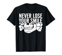 Casual Women's T-Shirt with Print Short Sleeve Sweat Shirt Soft Crew Neck Pullover Never Lose Your Smile Squad T-Shirt Breathable Basic for Fashionable Casual Outfits, O Black, M