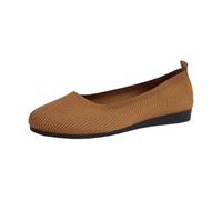 Casual Work Shoes Women Women's Ballet Flat Knit Round Toe Slip On Walking Comfort Flexible Soft Shoes for Woman Low Wedge Fall Apparel (Brown, 4.5)
