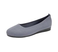 Casual Work Shoes Women Women's Ballet Flat Knit Round Toe Slip On Walking Comfort Flexible Soft Shoes for Woman Low Wedge Fall Apparel (Grey, 6)
