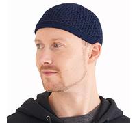 Casualbox | Knit Cotton Skull Cap | Kufi Islam Prayer Hat | Crochet Mesh Skully Beanie | Men's Headwear for All Seasons Navy