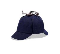CASUALKING Unisex Cap Men Deerstalker Sherlock Holmes Herringbone Tweed Wool Hat Mens Breathable Winter Cap-Nvy Hrngbn-S/M