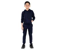 CASUALKING Unisex Kids Boys & Girls Plain Tracksuit Pullover Hoodie Bottom Tracksuits-Navy-9-10