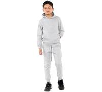CASUALKING Unisex Kids Hooded Tracksuit 2 Piece Set Plain Fleece Pull Over Hoodie Bottoms Tracksuits for Boys Girls Grey-13