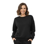 CASUALKING Women’s Casual Sweatshirt Jumper - Oversized Long Sleeve Pullover Top - Soft Fleece Crew Neck Jumper in Beige Black Grey Dove Grey Fuchsia Pink (UK, Alpha, M, Regular, Regular, Black)