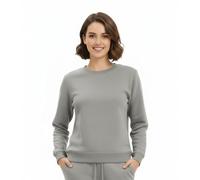 CASUALKING Women’s Casual Sweatshirt Jumper - Oversized Long Sleeve Pullover Top - Soft Fleece Crew Neck Jumper in Beige Black Grey Dove Grey Fuchsia Pink (UK, Alpha, M, Regular, Regular, Dove Grey)