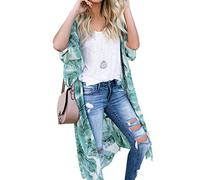 casuress Women's Sheer Chiffon Blouse Tops Kimono Cardigan Floral Loose Cover Ups Outwear Plus Size - - XXXXX-Large