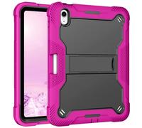 CasurvivePro Case for Amazon fire HD 8 2022 8 inch Cover with Built-in Stand for Heavy Duty Military Grade Shockproof Hard Hybrid (Black+Rose red)