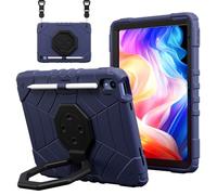CasurvivePro Compatible with iPad Air 2 2014/iPad Pro 9.7 2016/iPad 9.7 5th 2017/iPad 9.7 6th 2018 Tablet Case, Playable Tablet Cover with 360° Stand/Handle & Shoulder Strap Navy Blue+Black