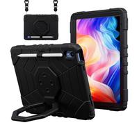 CasurvivePro Compatible with iPad Air 2 2014/iPad Pro 9.7 2016/iPad 9.7 5th 2017/iPad 9.7 6th 2018 Tablet Case, Playable Tablet Cover with 360° Stand/Handle & Shoulder Strap Black+Black
