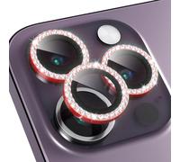 CasurvivePro Compatible with iPhone 17 Pro/iPhone 17 Pro Max Diamond Encrusted Phone Lens Protector, Anti-Scratch No Bubble HD Tempered Metal Glass Camera Screen Protector Accessories Red