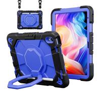 CasurvivePro Compatible with Samsung Galaxy Tab A11+ Plus 11 inch Tablet Case, Kids Rugged Shockproof Cover with Rotating Stand/Handle and Shoulder Strap Black+Blue