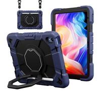CasurvivePro Compatible with Samsung Galaxy Tab A11+ Plus 11 inch Tablet Case, Kids Rugged Shockproof Cover with Rotating Stand/Handle and Shoulder Strap Navy Blue+Black