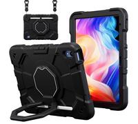 CasurvivePro Compatible with Samsung Galaxy Tab A9+ Plus 11 inch Tablet Case, Kids Rugged Shockproof Cover with Rotating Stand/Handle and Shoulder Strap Black+Black