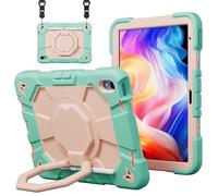 CasurvivePro Compatible with Samsung Galaxy Tab A9+ Plus 11 inch Tablet Case, Kids Rugged Shockproof Cover with Rotating Stand/Handle and Shoulder Strap Grass Green+Pink
