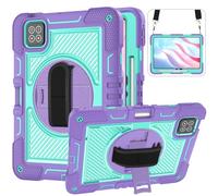 CasurvivePro Rugged Shockproof Tablet Case Compatible with Xiaomi Pad 7/Pad 7 Pro/Pad 8/Pad 8 Pro/Poco Pad X1, Shoulder Strap & Pencil Holder, Protective Cover for Kids/Adults Purple + Mint Green