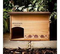CASVO Decorative Wooden Hedgehog House Luxury Outdoor Shelter, Hedgehog Hut with Painted Design for Garden Wildlife & Winter Hibernation (45 x 34 x 28.5cm)