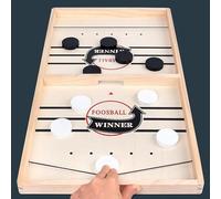 CASVO Fast Sling Puck Game Wooden Board Bouncing Chess Hockey Game Super Winner Table Battle Game 2-Player Quick Action Sling Shot Toy for Fun Indoor Competition