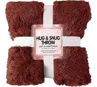 CASVO Ultra Soft Cuddles Throws Hug & Snug Blanket Long Pile Fluffy Fleece Sherpa Throw Plush Blanket for Sofa Bed & Travel Warm Lightweight Multipurpose Large Blanket Double-150x200cm (Rust)