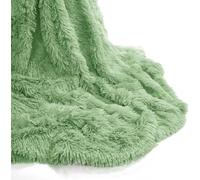 CASVO Ultra Soft Cuddles Throws Hug & Snug Blanket Long Pile Fluffy Fleece Sherpa Throw Plush Blanket for Sofa Bed & Travel Warm Lightweight Multipurpose Large Blanket Double-150x200cm (Sage Green)
